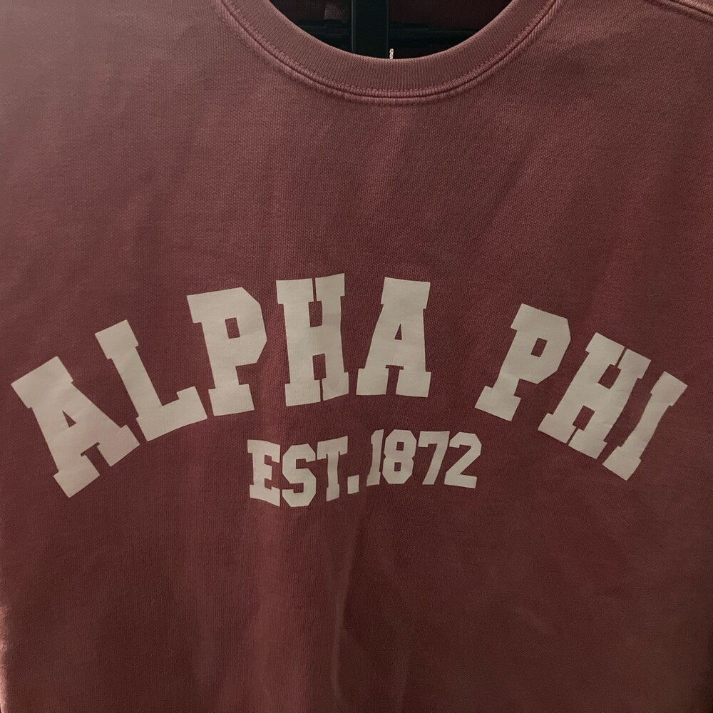 ALPHA PHI Sorority Comfort Colors College Pullover Sweatshirt Light Faded Red